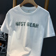 Guangan Aepe bedruckte kurzärmelige Sommer-Sommer-dünne, atmungsaktives T-Shirt Trendy und vielseitig gekämmte Baumwoll-Herren-T-Shirt White JSW9902 L für Gewicht 109-123jin [Jin gleich 0,5 kg]