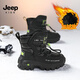 JEEP Jeep children's snow boots winter plus velvet thickened large cotton cotton shoes boys autumn and winter Martin boots black 35