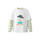 Papa shopping mall same style climbing spring children's T-shirt boys and girls long-sleeved fake two-piece cool sun protection top off-white 110
