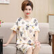 Mu fengqing pijama de madre de mediana edad para mujeres en verano algodón puro pantalones recortados de manga corta más grasa más ropa de gran tamaño para el hogar de mediana edad T3937 XL (115-135Jin [Jin iguala 0.5 kg])