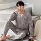 Catman (Miiow) pijama para hombres mangas largas de algodón puro de primavera y otoño 2025 Nuevo otoño de mediana edad y ancianos Padre Hombres delgados de otoño e invierno ropa 3882 XL (tamaño 175) recomendado para usar peso 140-16