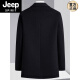 JEEP SPIRIT羊毛呢大衣男士秋冬款加厚羊毛呢子外套加绒修身休闲风衣 666黑色（短款到臀部下面） S 165【85-102斤】