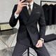 Jason men's double-breasted striped suit suit groom wedding dress business casual work interview suit three-piece suit dark brown (suit + pants) M (95-110Jin Jin equals 0.5 kg)