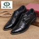 Woodpecker men's leather shoes 36 youth business formal wear Korean style shoes 37 small size 2024 spring suit versatile wedding men's shoes black 6210 40 size small