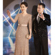 
Little Han Deer Wedding Mom Wedding High-end Dress Champagne Color Sequins Night Female Mom Noble Young Happy Mother-in-law Wedding Clothes 20 MSX672 Champagne Color A rose on the waist M