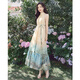 Шелковая кипарисовая дом [та же модель в знаменитости] A-Line Halter Юбка 2025 Summer New Women's Smudge Prome