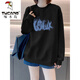 Woodpecker (Tucano) Hutloser Baumwoll-Sweatshirt für Frauen Herbst New Longleved T-Shirt Round Hals Lazy Style Dünn locker schlank vielseitig.