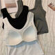 Modal solid color I-shaped back suspender vest for women with breast pads and bottom shirts can be put together to wear sports vests for women. Black + white (clothes length 38cm) L (90-110Jin [Jin equals 0.5 kg])