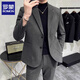 Romon Woolen Suit Jacket Men's Autumn Season New Style Business Formal Casual Thickened Suit Men's Dark Gray Suit M