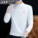 JEEP SPIRIT pure cotton half turtleneck base shirt men's long-sleeved T-shirt solid color middle collar spring and autumn new men's T-shirt outer top 6187 charcoal gray XL [Suggested 130-145 Jin [Jin equals 0.5 kg]]
