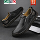 Cartelo 2025 Printemps et été en cuir authentique Cowhe Casca Casched Le cuir Cuir Soft Soft Sole Sole un pied Kick Bean Chaussures polyvalentes Chaussures pour hommes de grande taille Nouveau noir [9920 Modèle à quatre saisons] 39