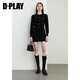 DPLAY2025 new autumn French black knitted suit, feminine and fashionable, with sweater skirt, classic black-two-piece set L