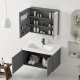 Jiumuwang Ware sanitario Smart Smart Aluminium Baño Baño Batio de cerámica Integrado baño Batio Montón de baño Combinado Mesa de lavado Combinada Doble Abierta Gabinete principal 1047 Baño de cerámica + Gabinete de espejo de arco (