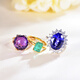 Millais natural colored gemstone citrine ring ruby sapphire jewelry 18K gold diamond aquamarine ring tanzanite in stock ready to ship 3.5ct emerald ring hand size 15# (90)