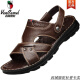 
Western Region Camel Men's Leather Sandals Summer 2025 New Beach Shoes Middle-aged and Elderly Dad Camel Casual Large Size Dual-Use Men's Earth Slippers Black Ou689 Upgraded Model-Camel Official Brand Official 45