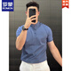 ROMON Business Henry POLO.shirt half-sleeved men's summer high-quality handsome style fitness cuffs right shoulder short-sleeved T-shirt blue L