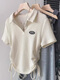 GTYUWVG3895 Les gens collectent la chemise à manches courtes du col American Collar à manches courtes pour les femmes en été Nouveaux bracelets plissés à crampons et Slim Abricot Top - (Nouveau style pas illuminé) Nouveau été S Convient pour 60--85 Jin [Jin est égal à 0,5 kg] de bonne qualité de bonne qualité