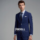 
JODOLL Jodon spring jacket men's suit business formal wear versatile blue wool vertical striped slim suit men royal blue 52 B
