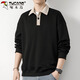 Woodpecker (TUCANO) sweatshirt men's long-sleeved T-shirt men's autumn and winter lapel loose bottoming shirt tops men's black XL