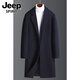 
JEEP SPIRIT Jeep Middle-aged Men's Woolen Coat Men's Mid-Length Slim Trench Coat Winter Thickened Tweed Fashion Men's Jacket Gray (40% Woolen) L