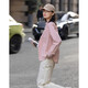 Demana dry rose spring youthful pure cotton lapel shirt loose and comfortable hidden meat denim shirt women's top