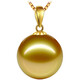 Two snow Nanyang mother-of-pearl gold pearl necklace 925 silver single pearl pendant necklace perfect round gift for girlfriend 16mm-17mm gold