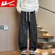 Pull back casual pants men's winter velvet overalls men's scimitar pants thickened wide-leg pants men's pants