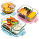OQB Deutsch High-End-Glas-Lunchbox Mikrowellenofenheizung Special mit Lunchkinokintenarbeitern Sie Student Bento Box Freshess Box 3 Partition 1050 ml + Runde 710 ml + Isolationsbeutel + Tabelleware