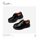 Snuffy boys' leather shoes spring new style children's style soft sole performance black leather shoes college black 27 recommended foot length 16.3cm