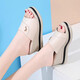Katile Crocodile Light Luxury High-End Genuine Leather Slippers for Women in Summer Wear Sandals Mother Drinestone Mujeres transpirables Sandalias Protección de cuña 739 Beige 35