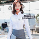 
Boman shirt for women's spring 2019 professional slim Korean version long-sleeved white V-neck shirt autumn large size loose summer short-sleeved OL long-sleeved V-neck blue twill 15604 S 35