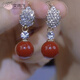 
Wen Yufei Golden Diamond Leaf Pearl Earrings 2025 New Niche Design Ear Button Temperament Silver Pin Earrings 695# Coffee Color