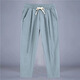Fox Donkey Fox Nouveau pantalon chinois en coton et en ligne Men Men Fin Loose Wide Jambes Coton et ligne Pantalon décontracté simple Pantalon Cropped Men Green XL