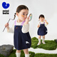 Mini bala bala suspender skirt for girls baby cotton loose embroidery sweet imitation denim balloon spring denim medium blue 88201 90