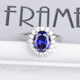 Shilian S925 sterling silver sapphire ring pigeon egg Princess Diana style ring ring female tanzanite gemstone female ring proposal ring live buckle ring