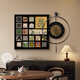 Bailian Restaurant Dekorative Malerei LED -Leuchten im mittleren Stil mit Uhren und Uhren Mural Retro Esstisch Hintergrund Wandhängemalerei K12806 +PB57 H50*50 cm Malerei +50*50 cm Wanduhr mit Pendel [Pendel [
