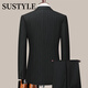 SUSTYLE high-end luxury men's suit suit men's spring and autumn business plus fat double-breasted groom's suit jacket men's black two-piece suit 2XL 185