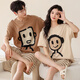 Fuxinkang-Paar Pyjamas Pure Cotton Shorts Shorts für Sommer Männer und Frauen Süßes und niedlicher Cartoon Großgröße kann außerhalb von Heimbekleidungsanzug AM-686 XL getragen werden-Frauen [High 165-170-Gewicht 120-140]