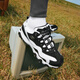斯凯奇（Skechers）2025轻质厚底黑白EVA女子复古二代熊猫老爹鞋12593正品 黑色/白色/12493-bkw 39