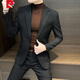 Pierre Cardin Striped Suit Jacket Men's Spring and Autumn 2025 New Style Business Formal Wear, Handsome Casual Suit, Brown Single Dress 2XL Recommended 150Jin Jin is equal to within 0.5kg