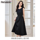 Vestido Pincai (Pincai) con temperamento femenino Vestido negro de Hong Kong con cuello redondo sin mangas, falda larga P52Q014
