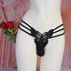 Love Ruru Sexy Men JJ Set Sexy Underwear Lace Thong Transparent Embroidery Big Boy Sexy Love Silk Temptation Pseudo-Girls Low Black (80-135Jin [Jin equals 0.5 kg]) Egg wrap