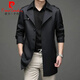 Pierre Cardin (pierre cardin) Pierre Cardin light luxury high-end windbreaker men's mid-length business 2026 spring and autumn new style for middle-aged men Main picture - mid-length black 2XL 185 Weight 145-160Jin Jin is equal to 0.5 kg