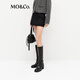MO&Co.Short spring skirt with merino sheep wool low waistband lining with belt MBE1SKTT11 black S