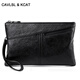 CavlslKcat men's handbag soft cowhide clutch men's business casual clip bag large capacity envelope bag simple fashion handbag black large size 9.7 inch 29*19*2cm