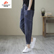 Fanzelang (Fanzelang) Frühlings- und Herbst Lose Jeans für Frauen Schlanker lässiger Haremhose hohe Taille große geschnittene Hosen Karottenhose Dad Hose 826# Denim Blau geschnittene Hose dünn m