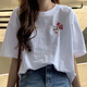 Qiao Junsheng cotton printed loose short-sleeved T-shirt for women Korean style versatile white top 2025 summer white 511 M