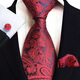 Hengyuanxiang tie men's dress 3 piece set formal wear business wedding groom bow tie square scarf cufflink cashew flower wine red gold high-end TZ-E14