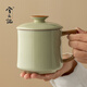 Xiyuanji Guanyao Ceramic Tea Cup Personal Office Tea Cup with Cover Mug High-end Ceramic Cup Beige Guanyao Song Water Cup-Simple Pack 350ml
