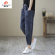 Fanzelang (Fanzelang) Frühlings- und Herbst Lose Jeans für Frauen Schlanker lässiger Haremhose hohe Taille große geschnittene Hosen Karottenhose Dad Hose 826# Denim Blau geschnittene Hose dünn m